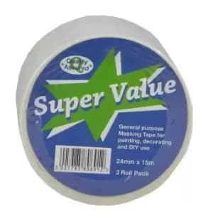 Super Value General Purpose Masking Tape Pack of 3 24mm x 15m