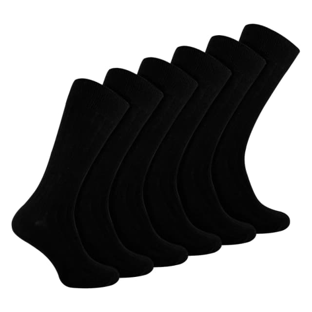 Sock Snob Sock Snob Men Plain Coloured Cotton Rich Ribbed Dress Socks in Black Size: 6-11 Black 6-11 Male 5056632625215
