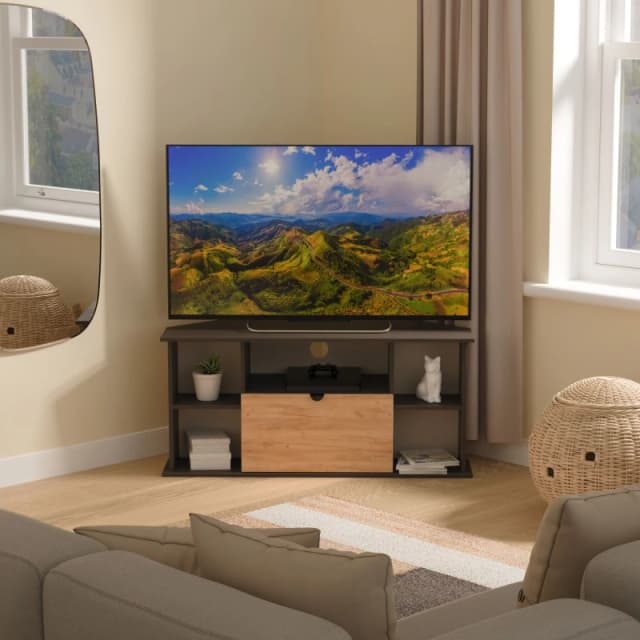 Ready Assembled 2 U Norway Corner TV Unit (Ready Assembled) in Dark Grey Dark Grey Unisex