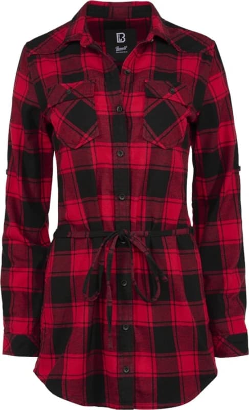 Brandit Lucy Longshirt Ladies Shirt, black-red, Size XS for Women