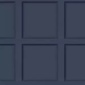Holden Modern Wood Panel Navy Blue Wallpaper