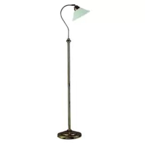 Adjustable Floor Lamp Antique Brass with Marble Shade, E27