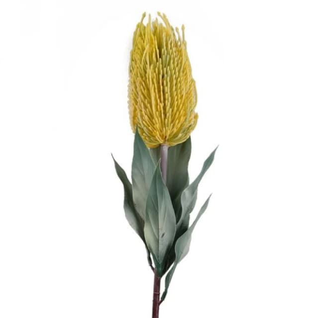 Leaf 75cm Banksia Menziesii Yellow Flower Stem Artificial