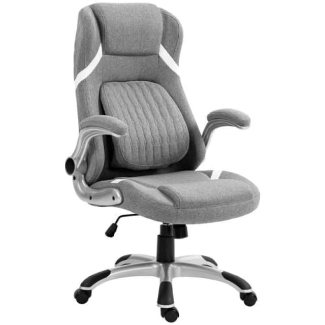 VINSETTO Vinsetto Fabric Office Desk Chair with Adjustable Height Tilt Function Grey 5056725574925