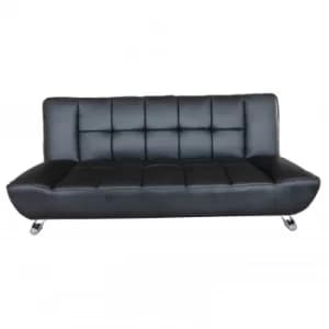 Vogue 2 Seater Black Faux Leather Sofa Bed