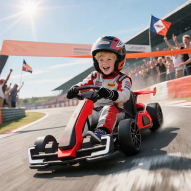 HOMCOM 24V Electric Go Kart for Kids with Adjustable Seat Red