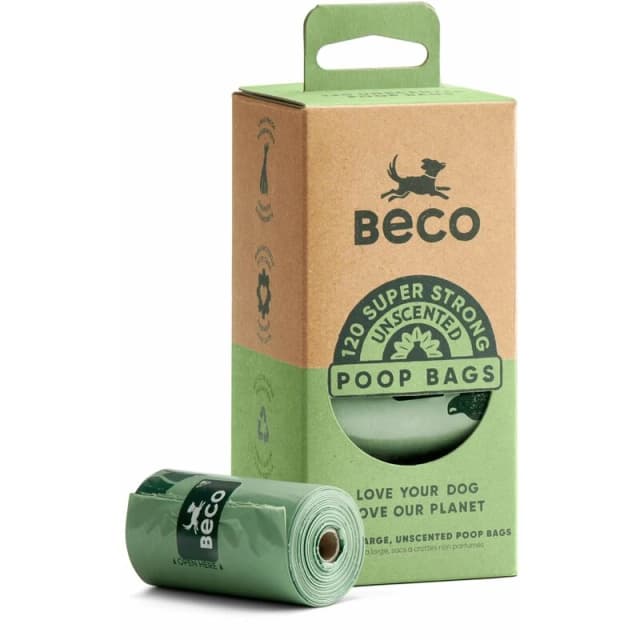 Beco Dog Poop Bags, Unscented With Handles, 120 Per Pack