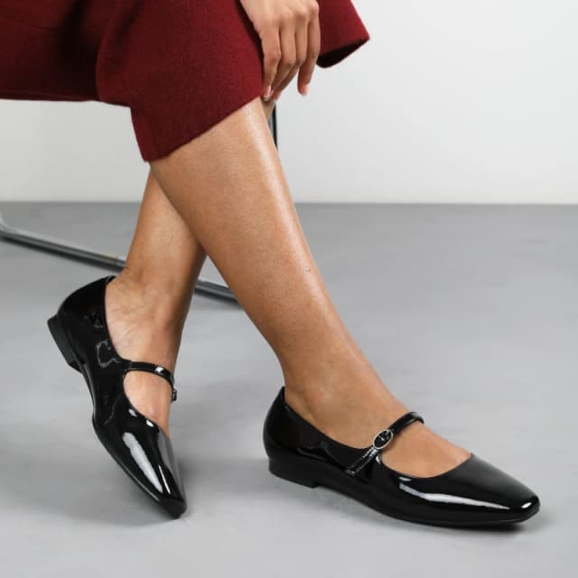 Wheres That From Wheres Mary Jane Flats With Buckle Strap Black Patent female 5 (38)