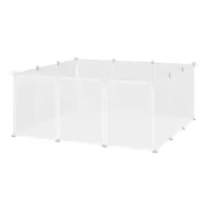 Pawhut Pet Playpen & Diy Small Animal Cage w/ 12 Panels For Kittens - Bunnies - Chinchilla - White
