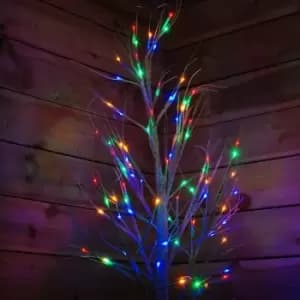 Snowtime - 1.5m Christmas Outdoor Birch Tree with 64 Multicoloured LEDs