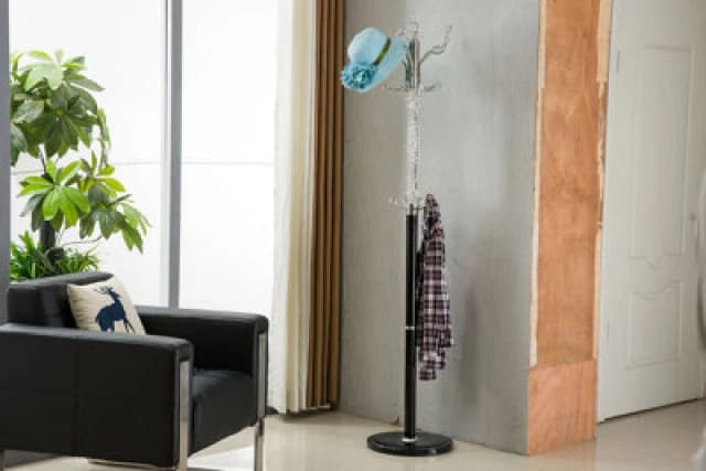 Modernique Modernique Sheer Metal and transparent Tube 185cm High Coat Rack with Heavy Sturdy 38cm Base. in Black One Size Unisex 467380262402