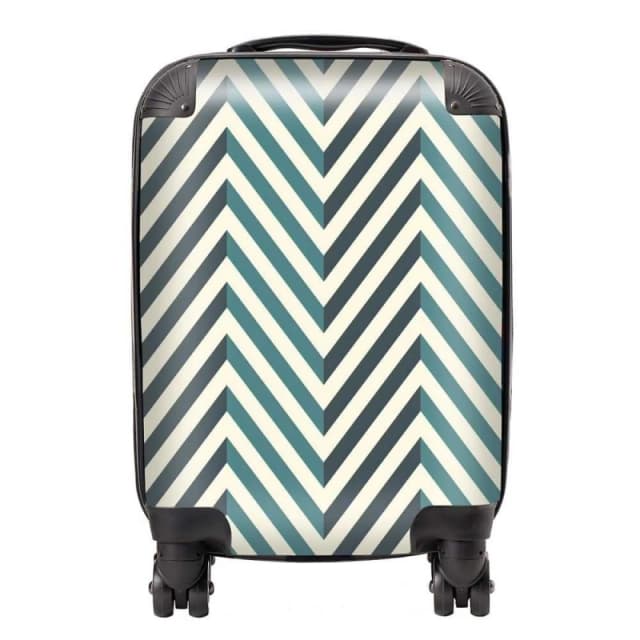 Warren Reed - Designer Geometric Herringbone Chevron Blues Suitcase in Green Size: Large Green Unisex Large