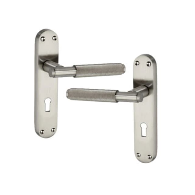 Spira Brass Connaught Knurled Lever On Backplate Lock Satin Nickel