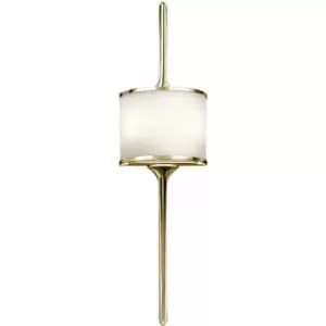 IP44 Twin Wall Light White Glass Shade Polished Brass LED G9 3.5W
