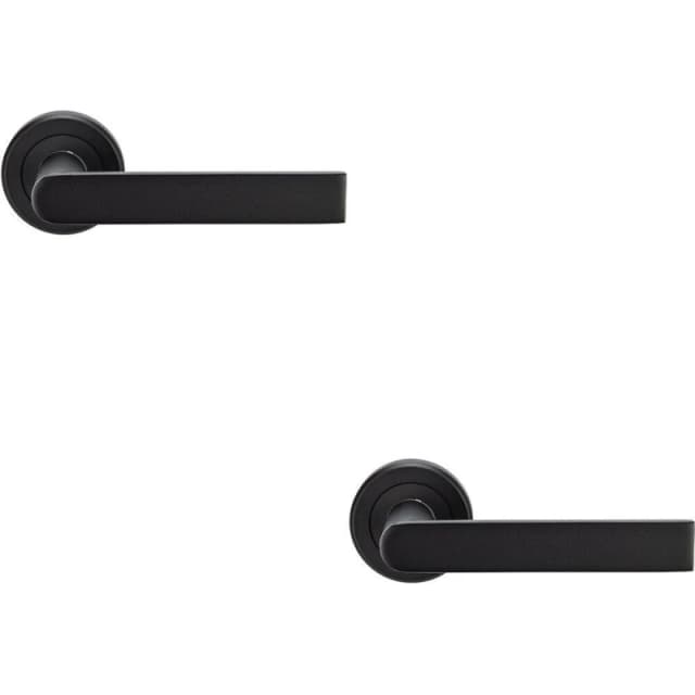 Loops 2x PAIR Flat Rectangular Bar Handle on Round Rose Concealed Fix Matt Black Black