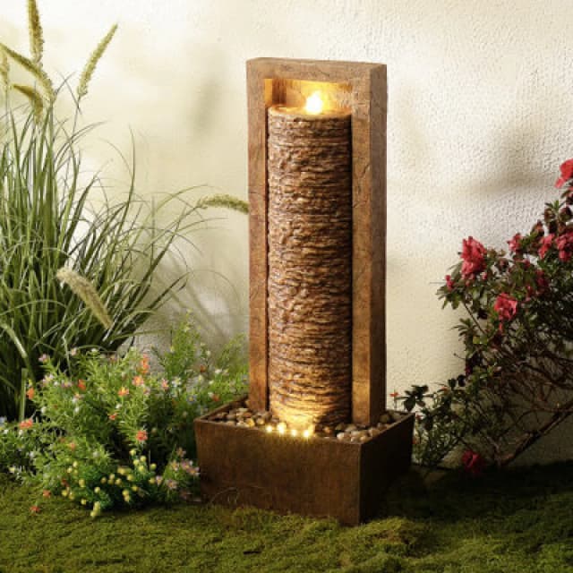 Teamson Home Outdoor 32'' Frame Column Water Fountain, Brown, Brown FT0525BRR-UK