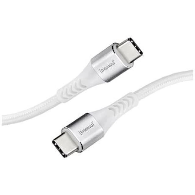 Intenso Intenso USB cable USB 2.0 USB-C plug, USB-C plug 1.50 m White Fabric sleeve 7901002 7901002