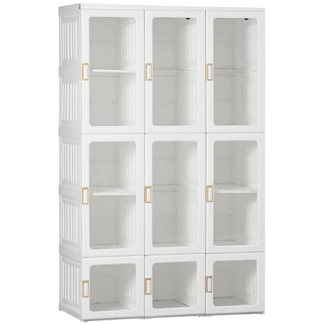 HOMCOM Portable Wardrobe, Clothes Organiser with Hanging Rods, White White