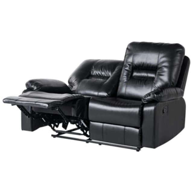 Beliani Manual Recliner Sofa 2 Seater Bergen Faux Leather Black