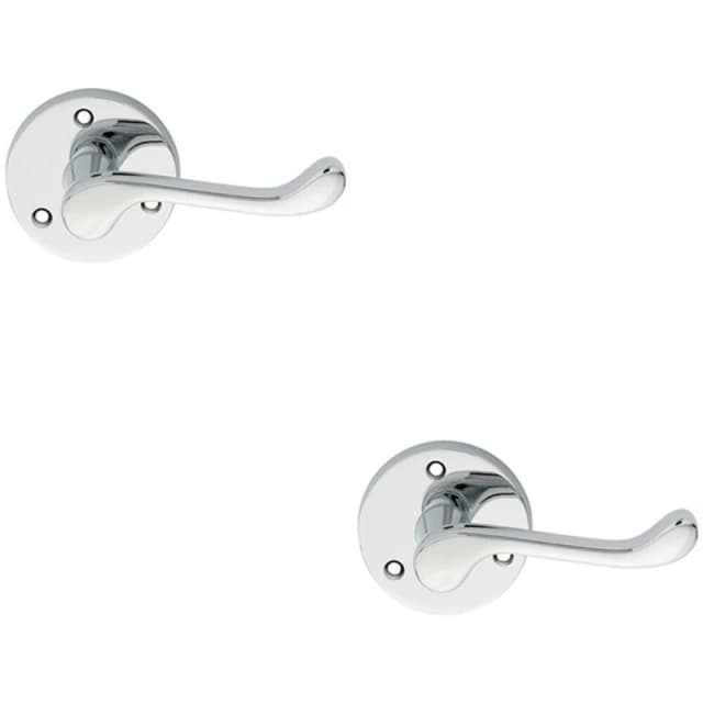 Loops 2x PAIR Victorian Scroll Lever on 58mm Round Rose Polished Chrome Door Handle Multi