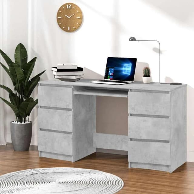 VIDAXL Vidaxl - Writing Desk Concrete Grey 140x50x77cm Engineered Wood 800814