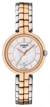 Tissot Womens Flamingo Rose Gold Plated MOP Dial Two Tone Watch