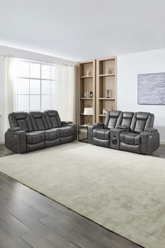 More4Homes Ashton 2+3 Seater Fabric Auto Recliner Sofa Set Grey