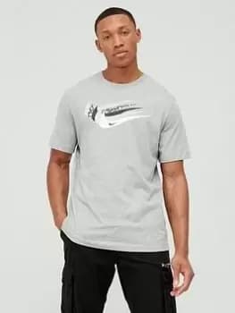 Nike NSW 12 Month Multi Swoosh T-Shirt - Grey/White, Size L, Men