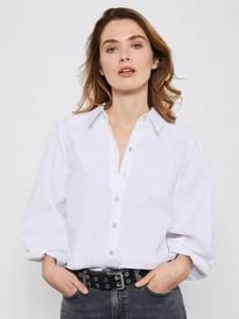 Mint Velvet Puff Sleeve Cotton Shirt - White