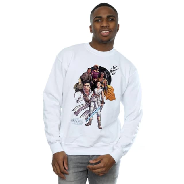 Disney Men Star Wars The Rise Of Skywalker Resistance Illustration Sweatshirt in White Size: Small White S Male 5059400147131