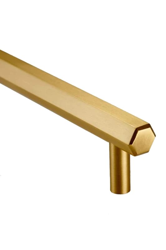 PUSHKA HOME Solid Brass Hexagon Bar Handle 384mm - Brushed Gold Finish Gold Unisex