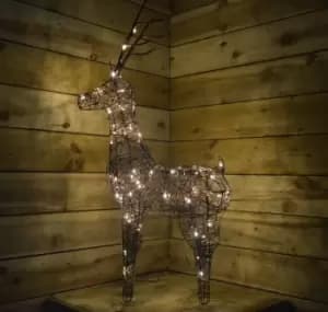 83cm Brown Outdoor Standing Wicker Reindeer Decoration With LED Lights