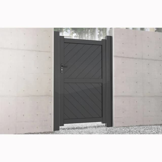 Ready Made Gates Pedestrian Gate 900x1600mm Grey - Diagonal Solid Infill & Flat Top Grey Unisex