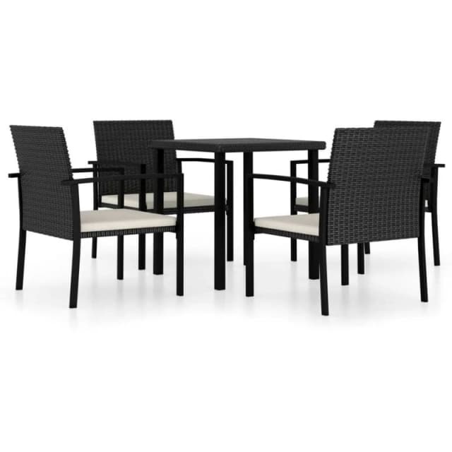 VIDAXL 5 Piece Outdoor Dining Set Poly Rattan Black Vidaxl 8720286943274
