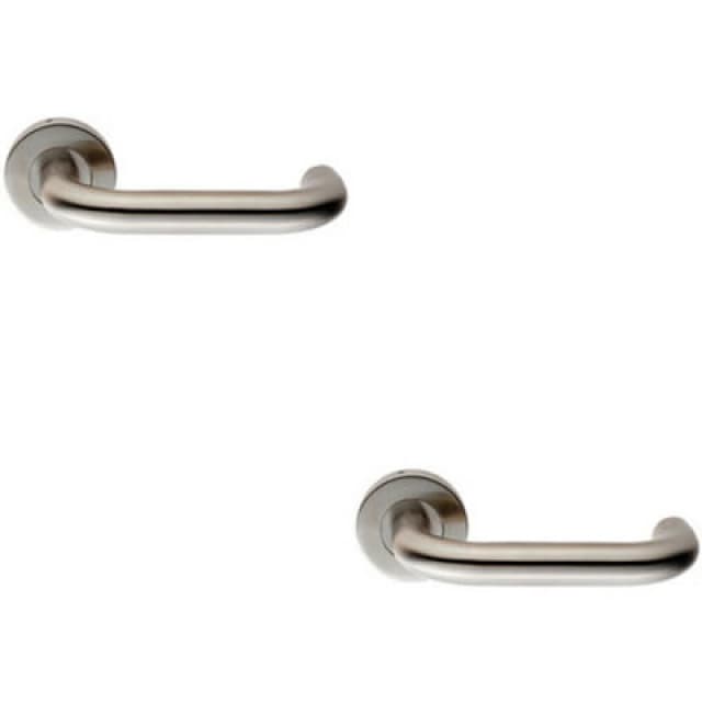 Loops 2x PAIR 19mm Round Bar Safety Handle on Round Rose Concealed Fix Satin Steel Metallics