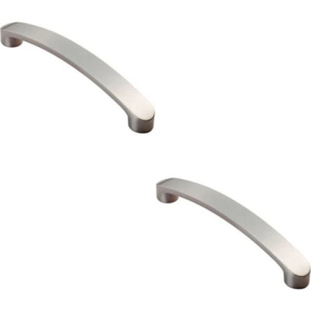 Loops 2x Flat Fronted Bow Pull Handle 140 x 12mm 128mm Fixing Centres Satin Nickel Metallics unisex