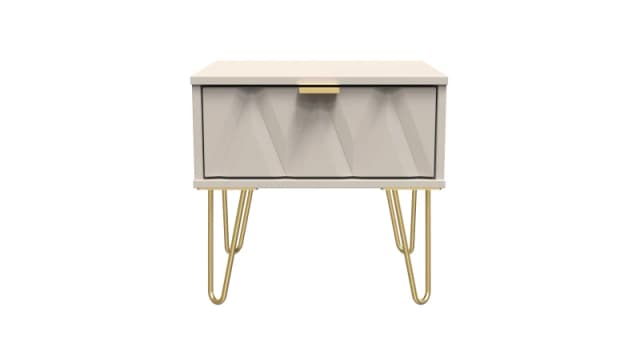 Pesaro Ready Assembled Cashmere 1 Drawer Bedside Table (H)410mm (W)450mm (D)395mm