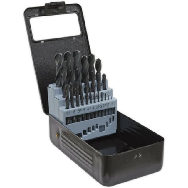 Loops 25 Piece Roll Forged HSS Drill Bit - 1mm to 13mm - 118 Degree Point Tip - Case Multi