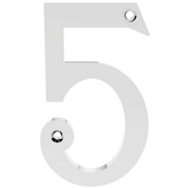 Loops Polished Chrome Door Number 5 75mm Height 4mm Depth House Numeral Plaque Multi