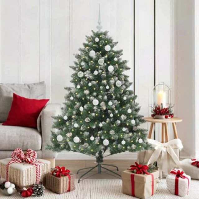 vidaXL Artificial Christmas Tree with Stand, White Balls Green 105 x 105 x 150 cm, Green 3395224
