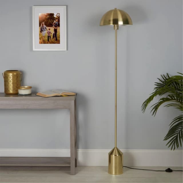 Lighting Collection Satin Brass Dome Floor Lamp Brass unisex One Size