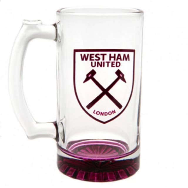 West Ham United FC West Ham United FC Crest Glass Tankard in Burgundy Burgundy One Size Unisex 5059444044441