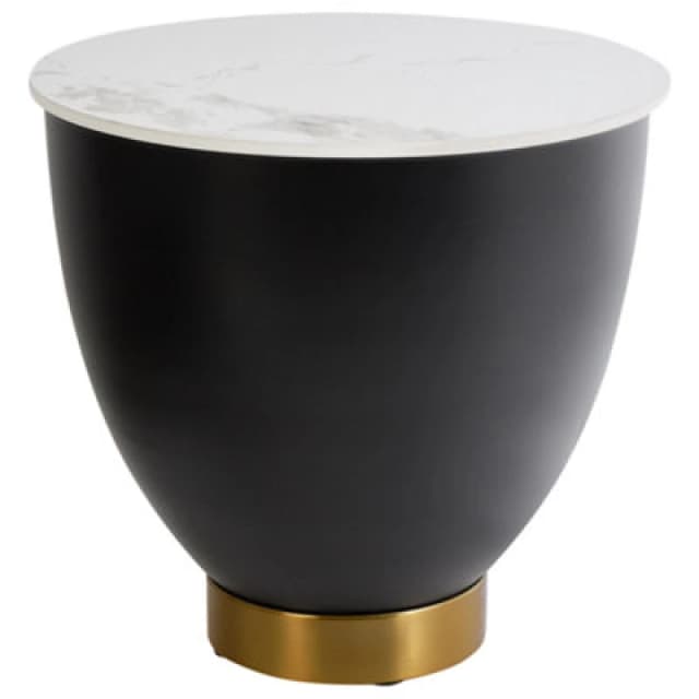 Beliani Side Table Nadine Ceramic Black With Storage