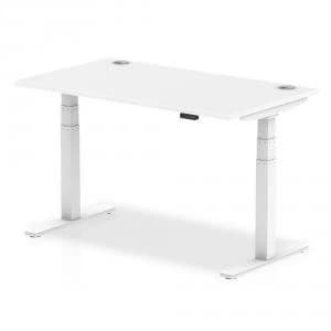 Trexus Sit Stand Desk With Cable Ports White Legs 1400x800mm White Ref