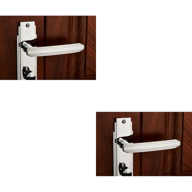 Loops 2x PAIR Line Detailed Handle on Bathroom Backplate 205 x 45mm Polished Chrome Multi