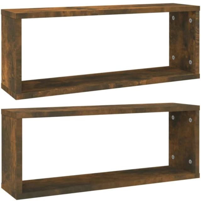 Vidaxl Wall Cube Shelves 2 Pcs Smoked Oak 60X15X23cm Engineered Wood, Brown 815924