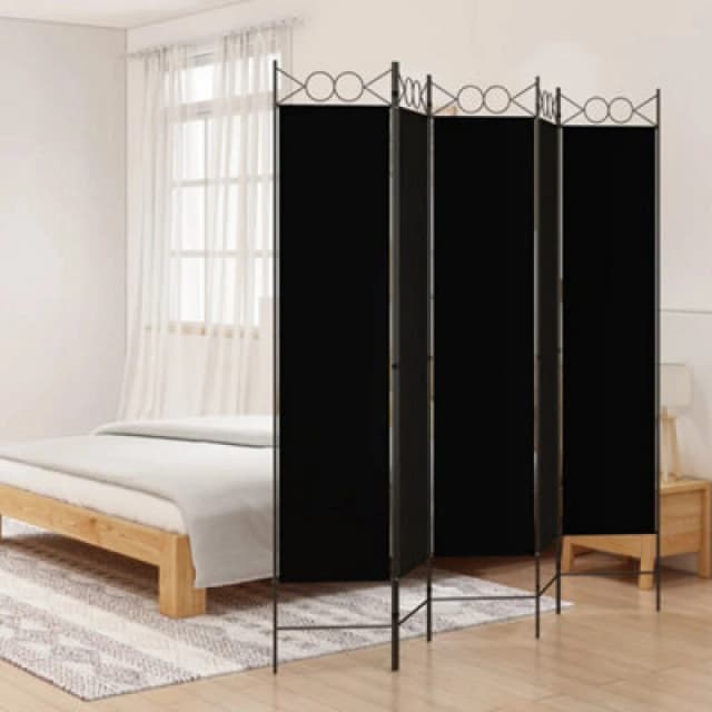 Vidaxl 5-panel Room Divider Black 200X200 Cm Fabric, Black 350157