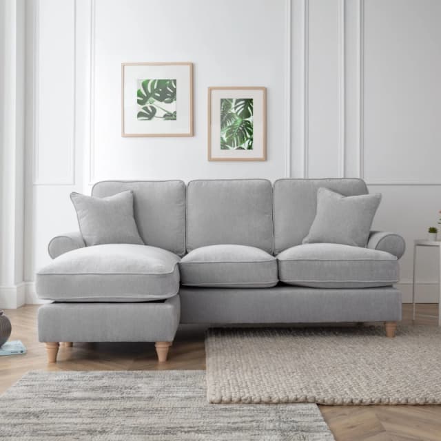 The Great Sofa Company Ezra Left Hand Chaise Sofa Manhattan Ice in Light Grey Light Grey Unisex
