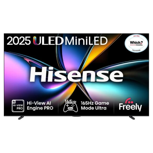 HISENSE U7Q PRO 100" Mini LED 4K 165Hz Smart AI TV with Freely - 100U7QTUK PRO, Black,Silver/Grey 6942351417653