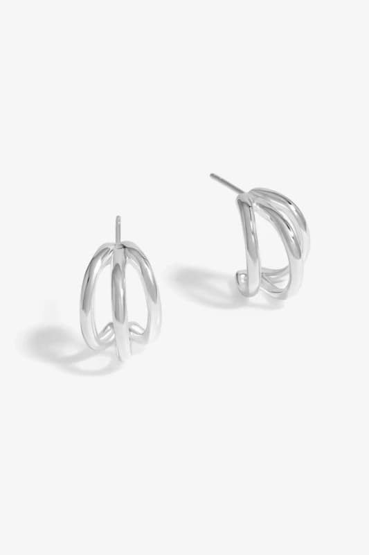 Simply Silver Sterling Silver 925 Polished Triple Row Hoop Earrings Silver female